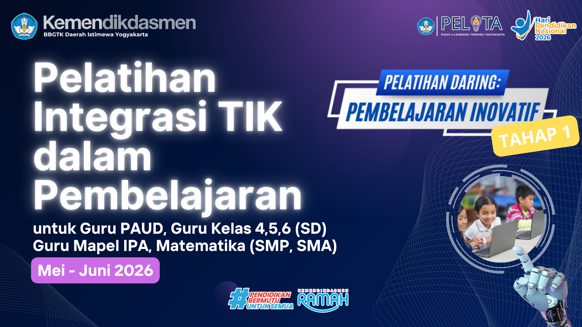 Thumbnail Pelatihan Pembelajaran Inovatif Daring Tahap 1: Pelatihan  Integrasi TIK dalam Pembelajaran