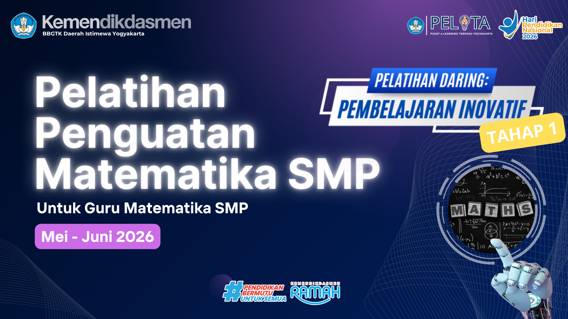 Thumbnail Pelatihan Daring Inovatif Tahap 1: Pelatihan Penguatan Matematika SMP