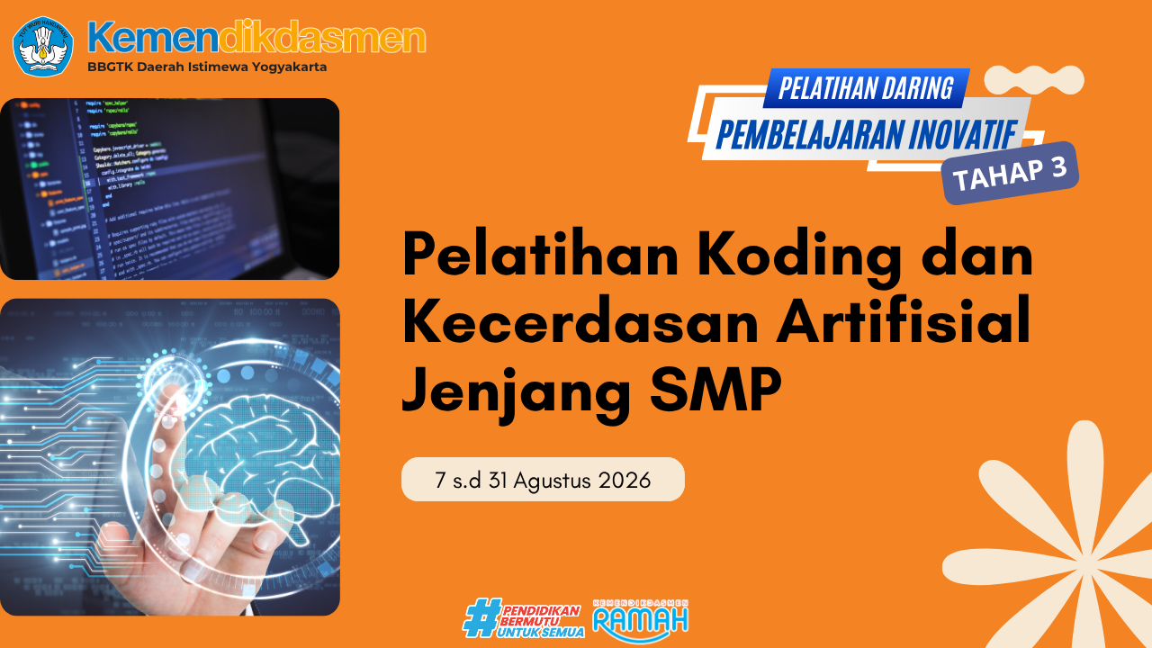 Thumbnail Pelatihan Pembelajaran Inovatif Daring Tahap 3: Koding dan Kecerdasan Artifisial Jenjang SMP