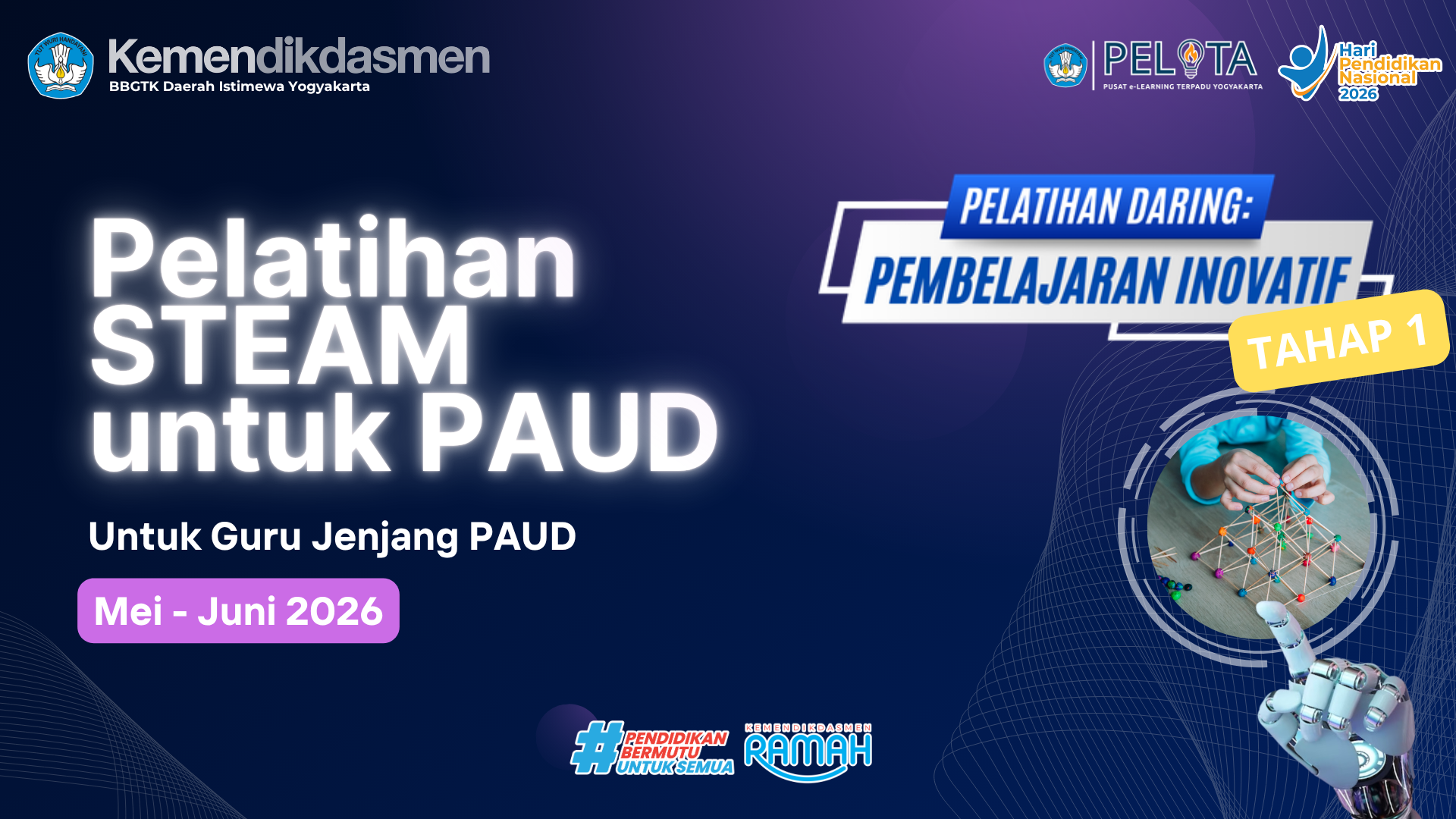 Thumbnail Pelatihan Pembelajaran Inovatif Daring Tahap 1: Pembelajaran dengan Pendekatan STEAM di PAUD