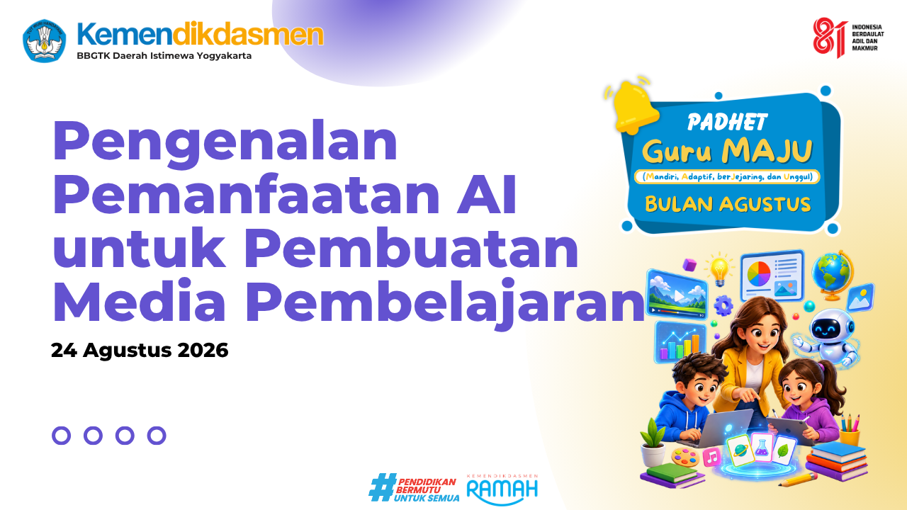 Thumbnail Program Padhet Guru Maju: Pengenalan Pemanfaatan AI untuk pembuatan media pembelajaran