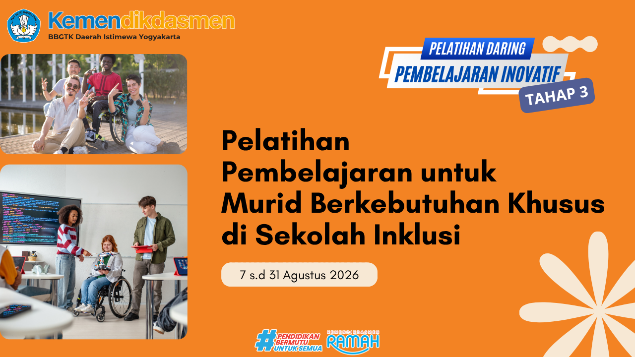 Thumbnail Pelatihan Pembelajaran Inovatif Daring Tahap 3: Pembelajaran untuk Murid Berkebutuhan Khusus di Sekolah Inklusi