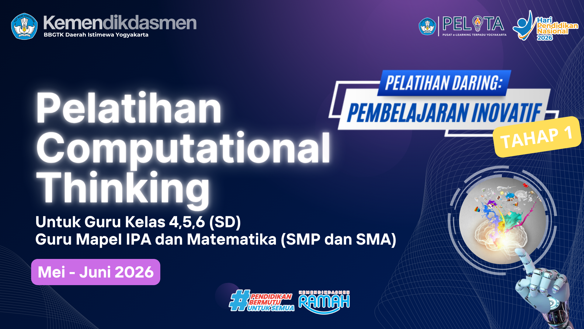 Thumbnail Pelatihan Pembelajaran Inovatif Daring Tahap 1: Pelatihan Pembelajaran Computational Thinking