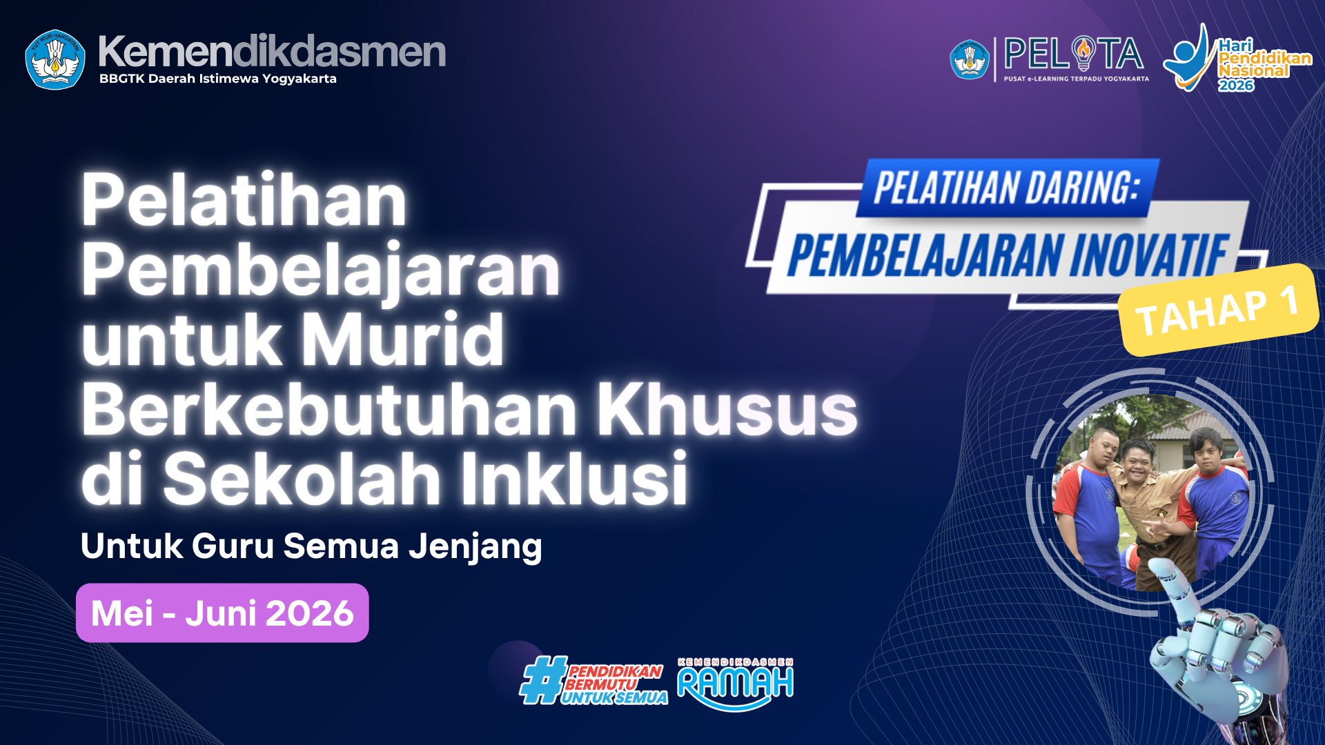 Thumbnail Pelatihan Pembelajaran Inovatif Daring Tahap 1: Pembelajaran untuk Murid Berkebutuhan Khusus di Sekolah Inklusi