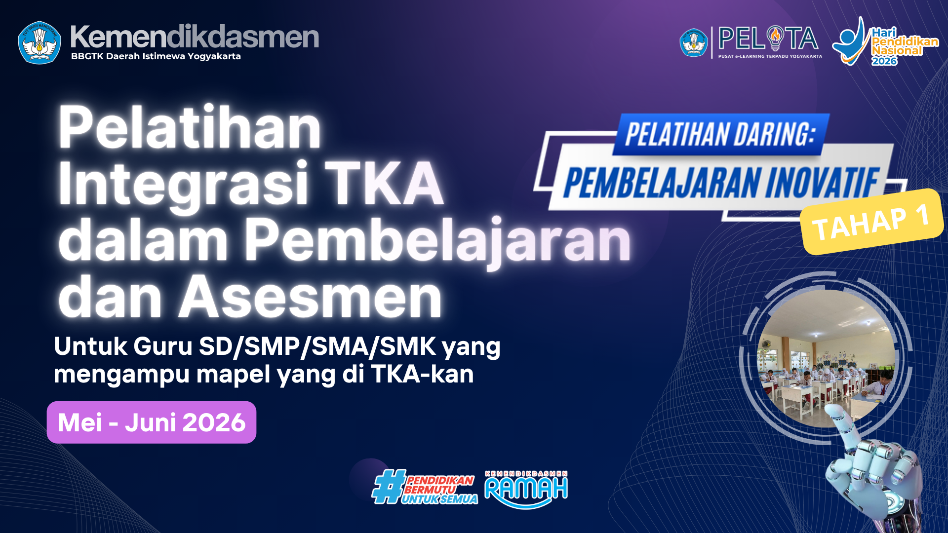 Thumbnail  Pelatihan Pembelajaran Inovatif Daring Tahap 1: Pelatihan Integrasi TKA dalam Pembelajaran dan Asesmen