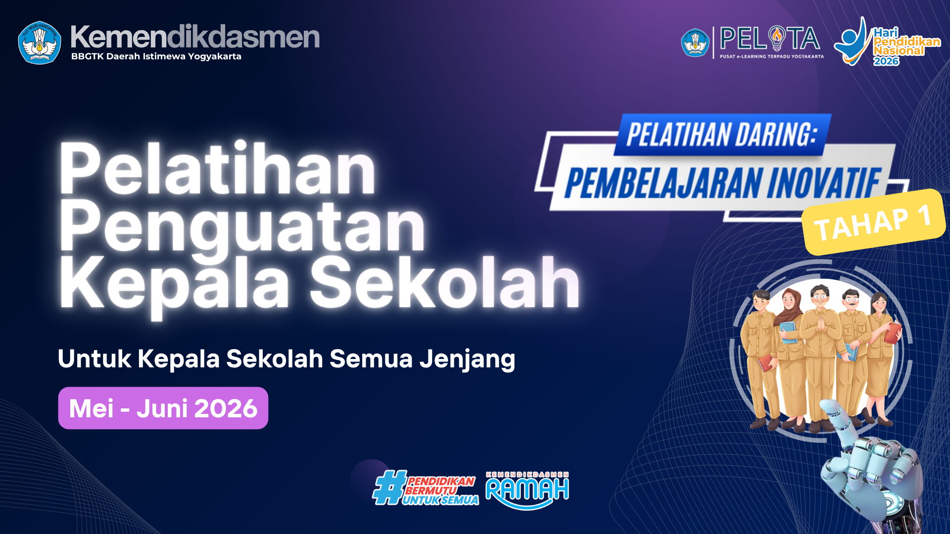 Thumbnail Pelatihan Daring Inovatif Tahap 1: Pelatihan Penguatan Kepala Sekolah